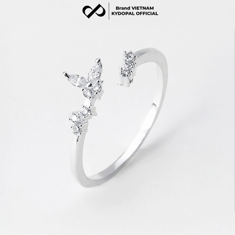 Nhẫn bạc nữ KYDOPAL hình cánh hồ điệp cành lá đính đá sang trọng trang sức bạc 925 - PAL9C11N7
