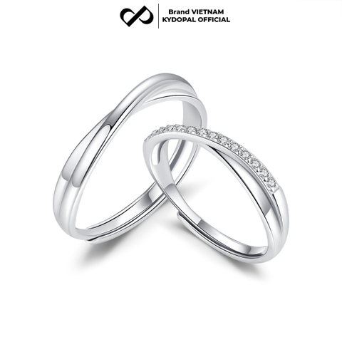 Nhẫn bạc đôi KYDOPAL đeo nam nữ bạc mẫu vắt chéo cách điệu trang sức bạc 925 - PAL9C11N1