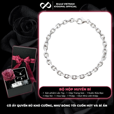 Lắc tay bạc nữ KYDOPAL vòng tay mắt xích vuông cá tính trang sức bạc cao cấp - PAL9C12L18