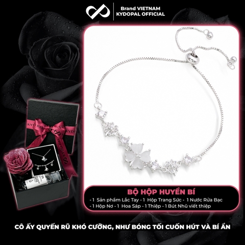 Lắc tay bạc nữ KYDOPAL mặt hoa đính đá cá tính trang sức bạc 925 vòng - 9L3