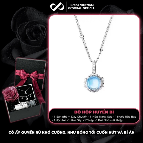 Dây chuyền bạc nữ KYDOPAL vòng cổ cá tính ổ đá cánh hoa tú cầu moonstone trang sức bạc 925 - PAL9C3C33