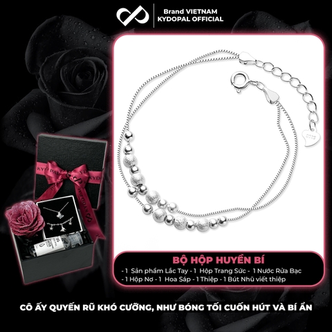 Lắc tay, lắc chân bạc nữ KYDOPAL dây kép xỏ bi cá tính phay cát lấp lánh trang sức 925 - PAL9C3L65