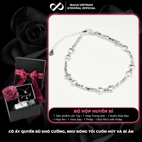 Lắc tay bạc nữ KYDOPAL hạt nơ vỡ cá tính mix charm nơ phồng xinh xắn trang sức 925 - PAL9C9L14