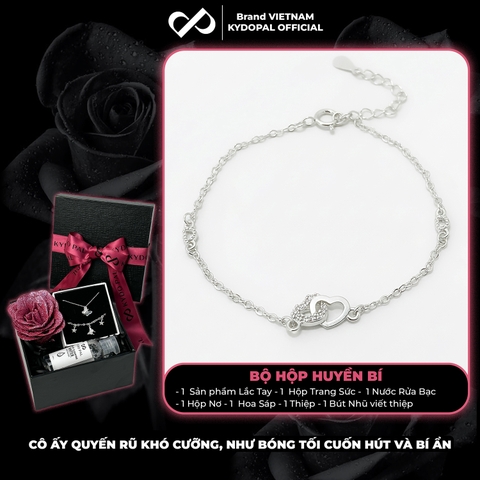 Lắc tay bạc nữ KYDOPAL Vòng tay tim lồng mini xinh xắn trang sức bạc 925 - PAL9C3L35