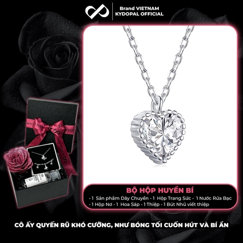 Dây chuyền bạc nữ KYDOPAL mặt trái tim đính đá viền cao cấp trang sức bạc 925 - PAL9C3C12