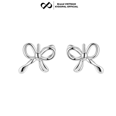 Bông tai bạc nữ KYDOPAL nơ nhí basic đính đá trang sức khuyên bạc 925 cao cấp - PAL9B9K1B