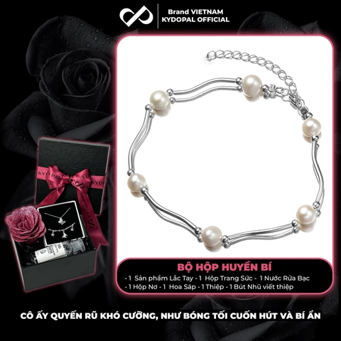 Lắc tay bạc nữ KYDOPAL vòng tay hạt trai nước ngọt mix ống bạc xoắn nữ tính trang sức bạc 925 - PAL9C3L53