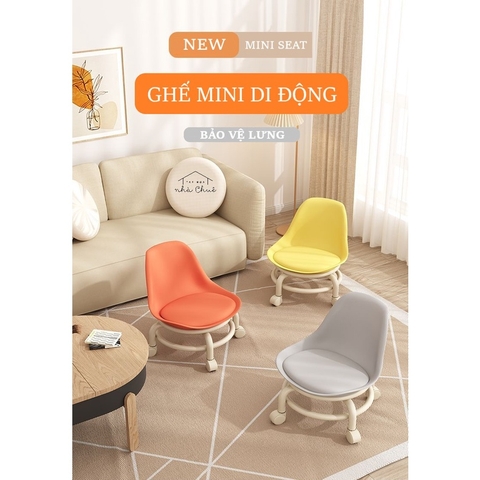 [Có sẵn][Giá hủy diệt] [Ảnh thật] GHẾ MINI DI DỘNG CÓ TỰA CHỐNG ĐAU LƯNG NỆM DA CHỐNG NƯỚC BÁNH XE CHỐNG ỒN XOAY 360 ĐỘ