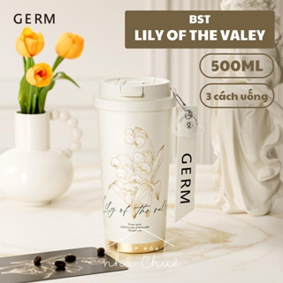 COMBO CỐC GIỮ NHIỆT GERM LILY OF THE VALLEY 500ML TRẮNG + CHARM HOA LILY