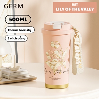COMBO CỐC GIỮ NHIỆT GERM LILY OF THE VALLEY 500ML HỒNG + CHARM HOA LILY