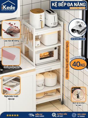 [L40/LD40] KỆ TỦ BẾP ĐA NĂNG DI ĐỘNG HỢP KIM NHÔM SPACEALUMINM CAO CẤP - MÀU ĐEN