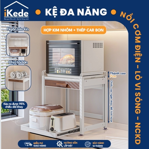 [iKEDE] KỆ ĐỂ NỒI CƠM ĐIỆN, LÒ VIBA 2 TẦNG KHAY TRƯỢT, NGĂN KÉO CAO CẤP KỆ BẾP THÔNG MINH