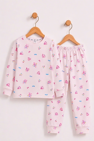 BỘ COTTON DÀI TAY IN TRÀN BÉ GÁI 4-14Y