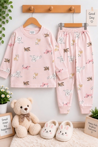 BỘ DÀI TAY COTTON BÉ GÁI 1-5 TUỔI