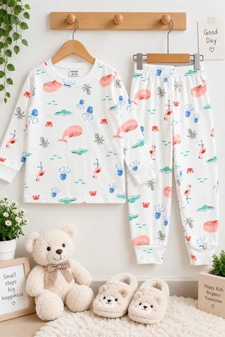 BỘ COTTON DÀI TAY IN TRÀN BÉ GÁI 1-5Y (NHIỀU HỌA TIẾT)