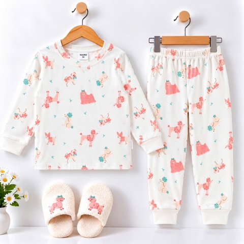 BỘ COTTON DÀI TAY IN TRÀN BÉ GÁI 1-5 TUỔI