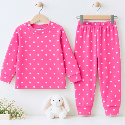 BỘ COTTON DÀI TAY IN TRÀN BÉ GÁI 1-5Y