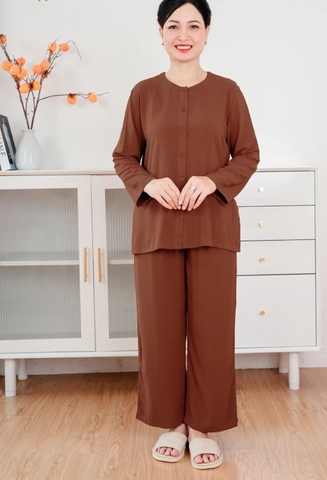 Bộ lanh trung niên quần dài áo dài tay bà ba B30.2405.