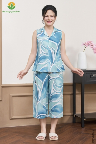 Bộ lanh trung niên quần lửng áo sát nách