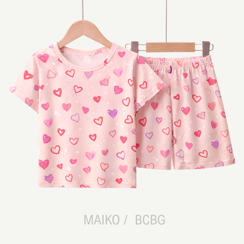BỘ COTTON CỘC TAY IN TRÀN BÉ GÁI 1-5Y