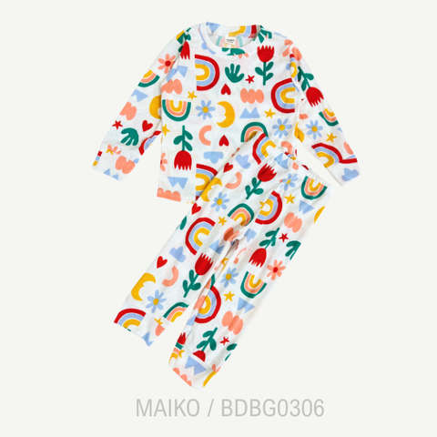 BỘ COTTON DÀI TAY IN TRÀN BÉ GÁI 1-5Y