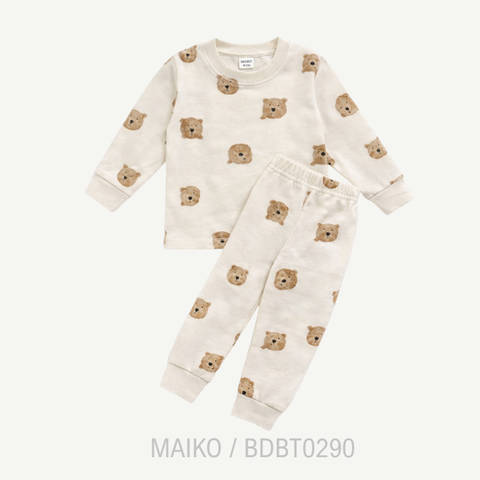 BỘ COTTON DÀI TAY IN TRÀN BÉ TRAI 1-5Y
