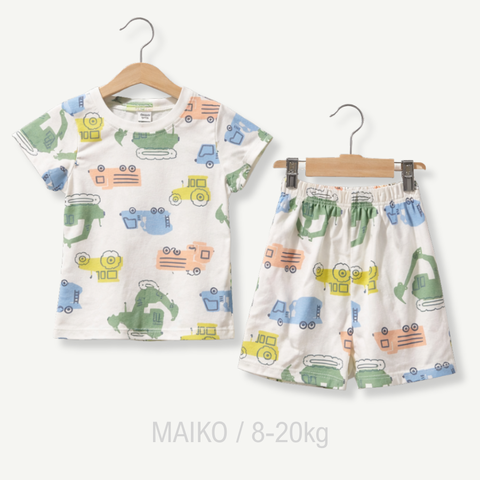 BỘ COTTON CỘC TAY BE Ô TÔ BÉ TRAI 1-5Y