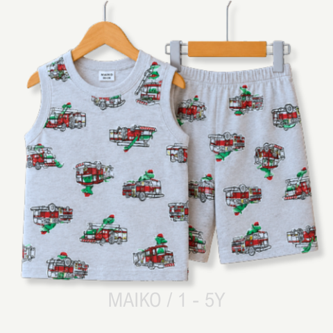 BỘ COTTON 3 LỖ IN TRÀN HÌNH BÉ TRAI 1-5 TUỔI