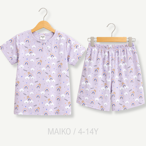 BỘ CỘC TAY COTTON 4 CHIỀU IN TRÀN BÉ GÁI 4-14 TUỔI 