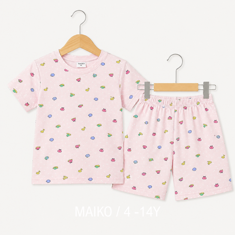 BỘ CỘC TAY COTTON 4 CHIỀU IN TRÀN BÉ GÁI 4-14 TUỔI 