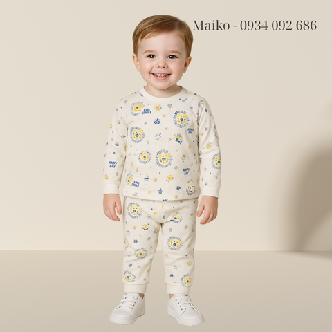 Bộ cotton 4 chiều in hình Bé trai 1 - 5 Tuổi