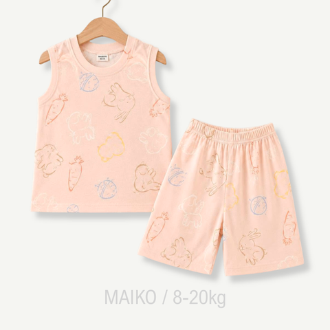 BỘ COTTON 3 LỖ IN TRÀN HÌNH BÉ GÁI 1-5Y