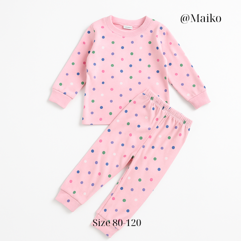 Bộ Borip cotton dài tay Thu - Đông Bé gái từ 1 - 5 Tuổi