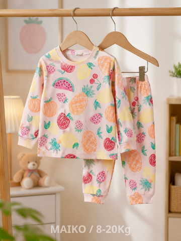 BỘ COTTON 3 LỖ IN TRÀN HÌNH BÉ GÁI 1-5Y