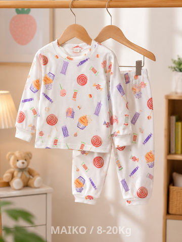 BỘ COTTON 3 LỖ IN TRÀN HÌNH BÉ GÁI 1-5Y