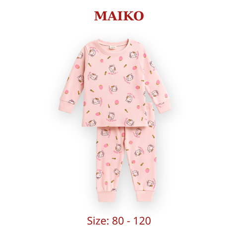 Bộ Borip cotton dài tay Thu - Đông Bé gái từ 1 - 5 Tuổi
