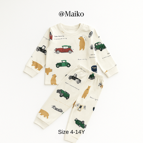 Bộ cotton in tràn bé trai 4-14Y