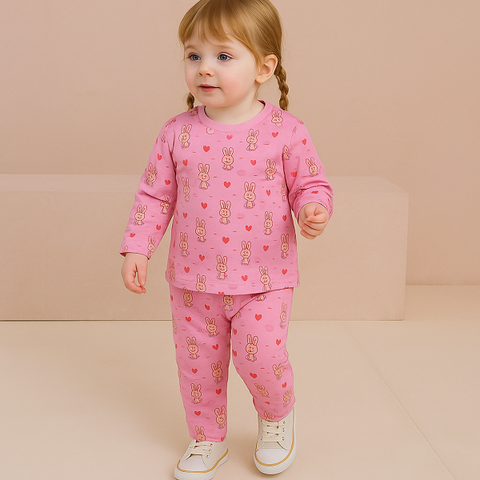 Bộ Borip cotton dài tay Thu - Đông Bé gái từ 1 - 5 Tuổi