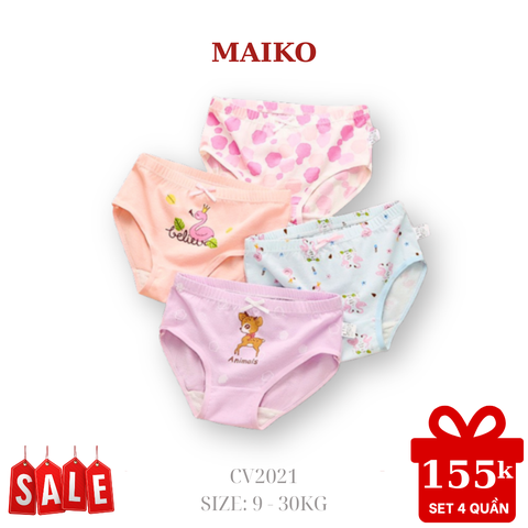 ƯU ĐÃI - COMBO 4 QUẦN CHIP VÁT COTTON BÉ GÁI CV2021