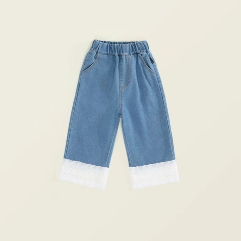 QUẦN JEAN DÀI BÉ GÁI PHỐI REN 4-14 TUỔI