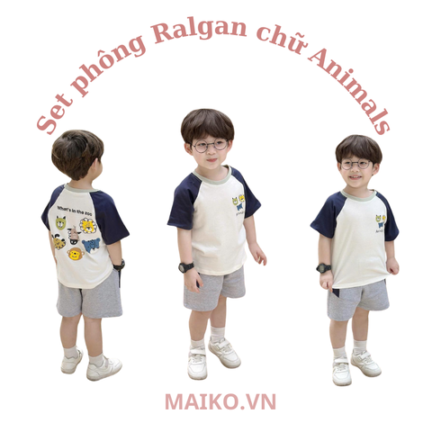 Set phông ralgan in chữ Animals 80-140