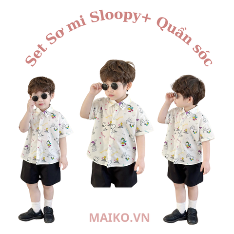 Set sơ mi hoạ tiết Sloopy siêu xe 80/140