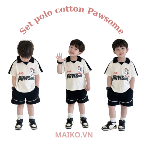 Set polo chữ pawsome size 80-140