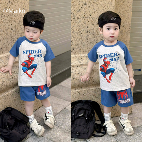 BỘ COTTON BÉ TRAI SPIDERMAN SIZE 90-150