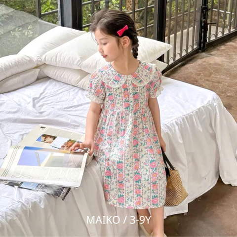 VÁY LANH HOA MÙA HÈ DÀNH CHO BÉ GÁI 3-9 TUỔI