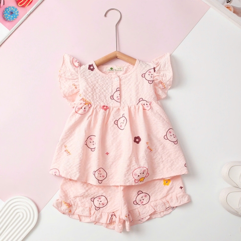 Bộ cotton xốp bé gái 3- 8 tuổi