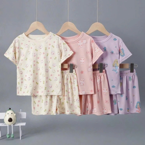 [COMBO 3 BỘ] COTTON CỘC TAY BÉ GÁI TỪ 1-5 TUỔI