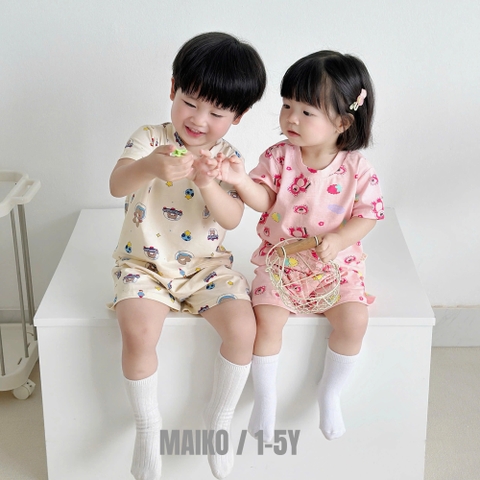 BỘ COTTON CỘC TAY 4 CHIỀU HÀN QUỐC 1-5 TUỔI