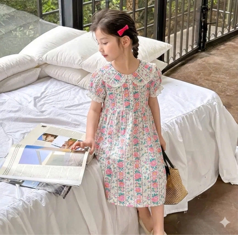 VÁY LANH HOA BÉ GÁI MÙA HÈ TỪ 3-9 TUỔI