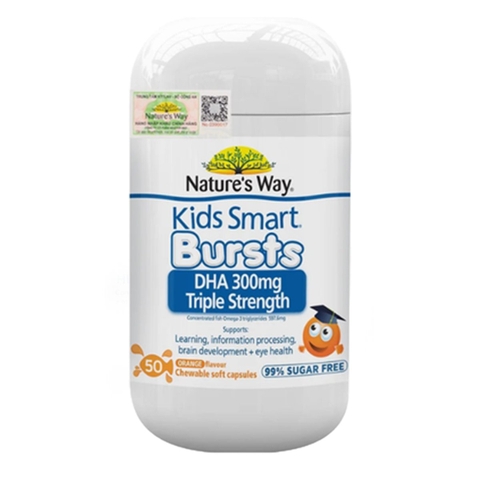 Viên Dầu Cá Hàm Lượng Cao Cho Bé Nature's Way DHA 300mg Triple Strenght (50 Viên)